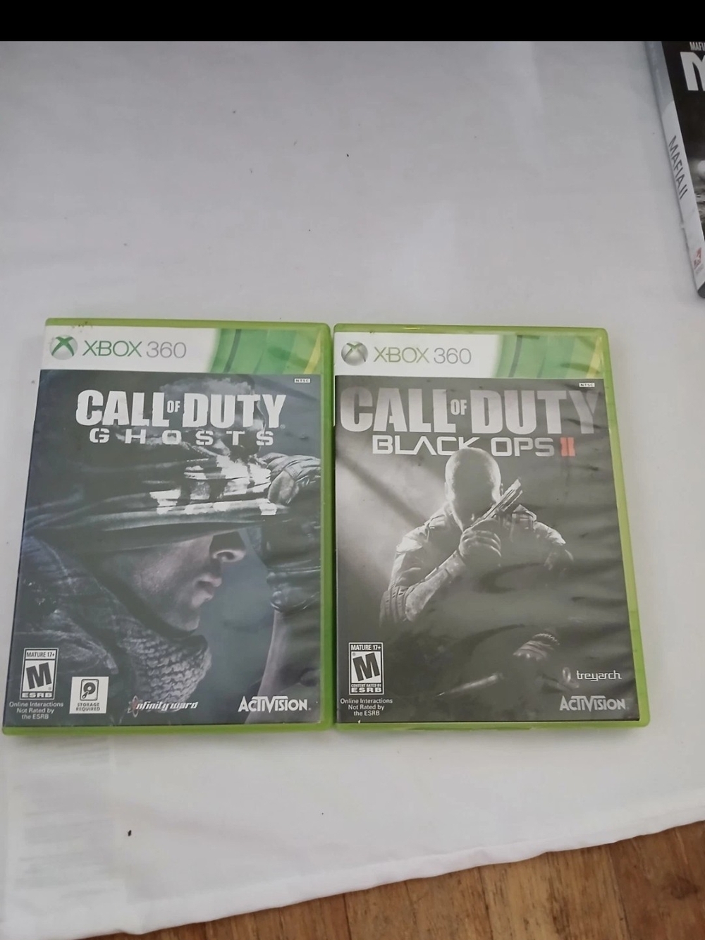 Call of Duty Black Ops 1 and Ghost  Bundle (Xbox 360) CIB w/ Inserts  Fast Ship